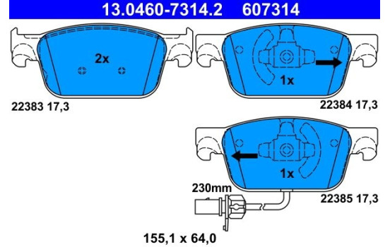 Brake Pad Set, disc brake 13.0460-7314.2 ATE