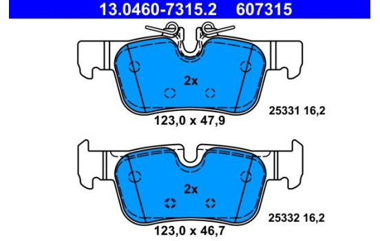 Brake Pad Set, disc brake 13.0460-7315.2 ATE, Image 2