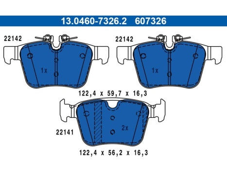 Brake Pad Set, disc brake 13.0460-7326.2 ATE, Image 2