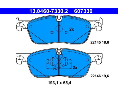 Brake Pad Set, disc brake 13.0460-7330.2 ATE, Image 2