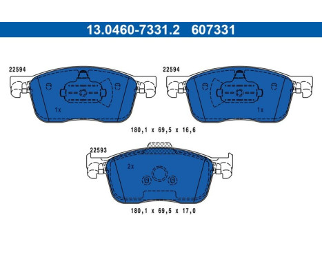 Brake Pad Set, disc brake 13.0460-7331.2 ATE, Image 3