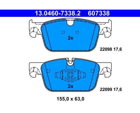 Brake Pad Set, disc brake 13.0460-7338.2 ATE, Image 2