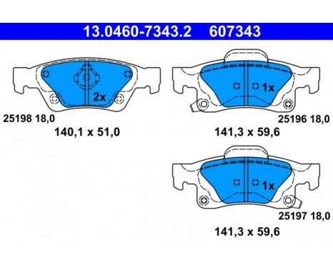 Brake Pad Set, disc brake 13.0460-7343.2 ATE