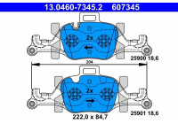 Brake Pad Set, disc brake 13.0460-7345.2 ATE