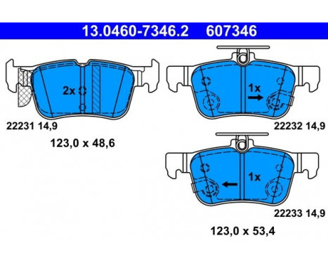 Brake Pad Set, disc brake 13.0460-7346.2 ATE