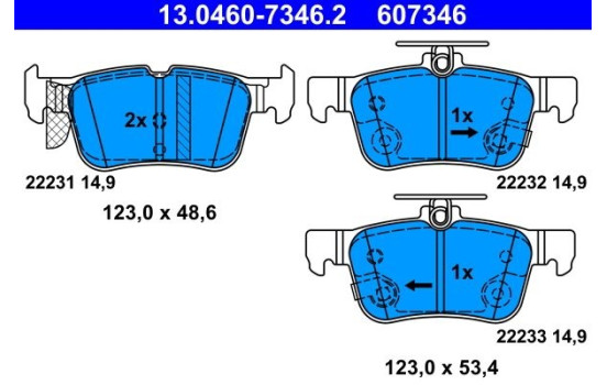 Brake Pad Set, disc brake 13.0460-7346.2 ATE