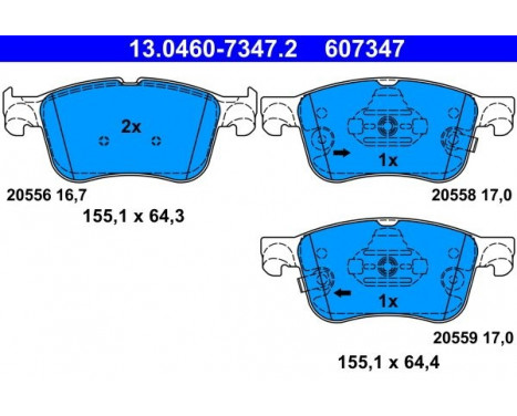 Brake Pad Set, disc brake 13.0460-7347.2 ATE