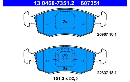 Brake pad set, disc brake 13.0460-7351.2 ATE