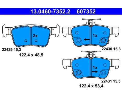 Brake pad set, disc brake 13.0460-7352.2 ATE