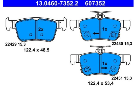 Brake pad set, disc brake 13.0460-7352.2 ATE