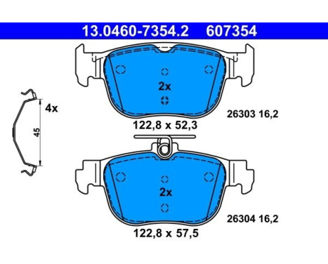 Brake pad set, disc brake 13.0460-7354.2 ATE