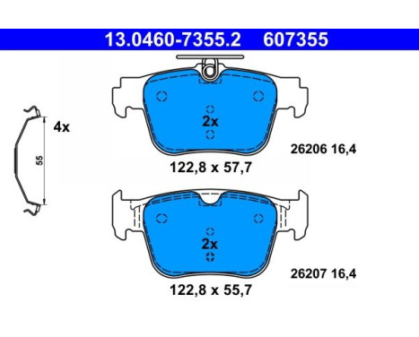Brake pad set, disc brake 13.0460-7355.2 ATE