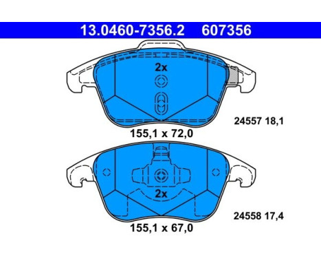 Brake pad set, disc brake 13.0460-7356.2 ATE