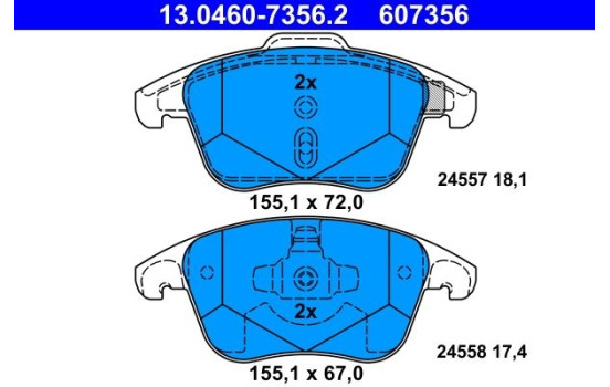 Brake pad set, disc brake 13.0460-7356.2 ATE