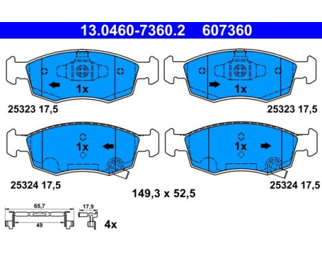 Brake pad set, disc brake 13.0460-7360.2 ATE