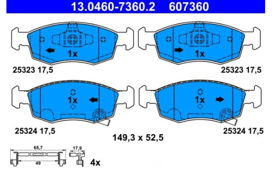 Brake pad set, disc brake 13.0460-7360.2 ATE
