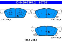 Brake pad set, disc brake 13.0460-7361.2 ATE
