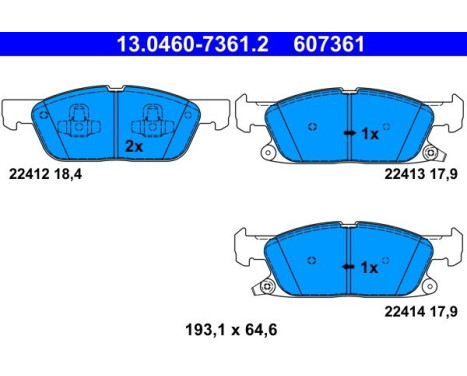 Brake pad set, disc brake 13.0460-7361.2 ATE