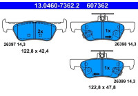 Brake pad set, disc brake 13.0460-7362.2 ATE