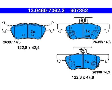 Brake pad set, disc brake 13.0460-7362.2 ATE