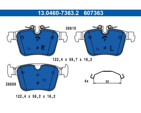 Brake pad set, disc brake 13.0460-7363.2 ATE