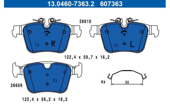 Brake pad set, disc brake 13.0460-7363.2 ATE