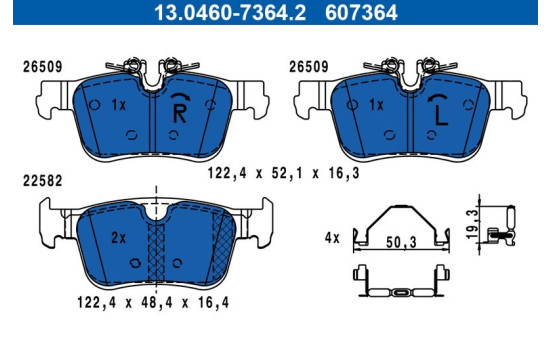 Brake pad set, disc brake 13.0460-7364.2 ATE