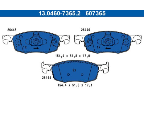 Brake pad set, disc brake 13.0460-7365.2 ATE