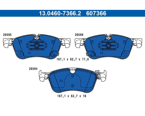 Brake pad set, disc brake 13.0460-7366.2 ATE