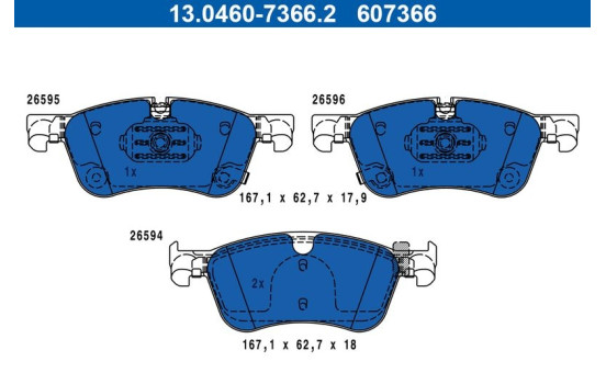 Brake pad set, disc brake 13.0460-7366.2 ATE