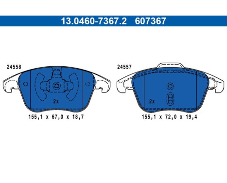 Brake pad set, disc brake 13.0460-7367.2 ATE