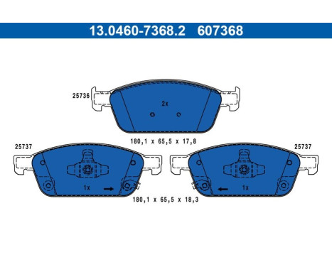 Brake pad set, disc brake 13.0460-7368.2 ATE