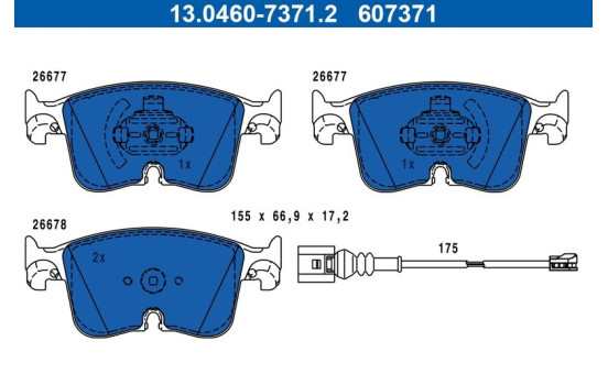 Brake pad set, disc brake 13.0460-7371.2 ATE