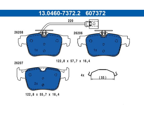 Brake pad set, disc brake 13.0460-7372.2 ATE