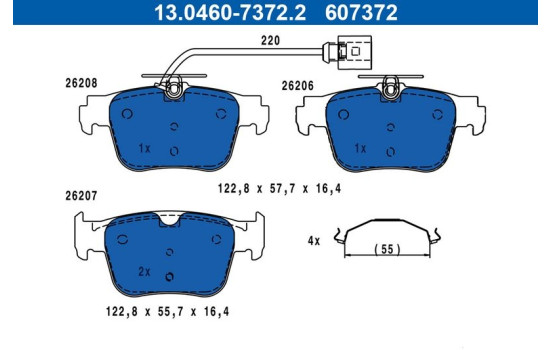Brake pad set, disc brake 13.0460-7372.2 ATE