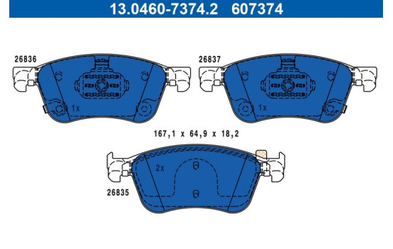 Brake pad set, disc brake 13.0460-7374.2 ATE