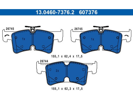 Brake pad set, disc brake 13.0460-7376.2 ATE