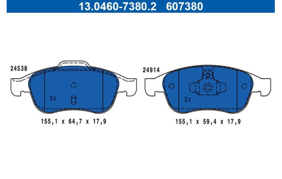 Brake pad set, disc brake 13.0460-7380.2 ATE