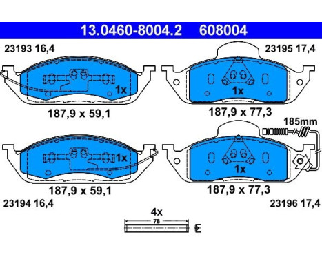 Brake Pad Set, disc brake 13.0460-8004.2 ATE, Image 2