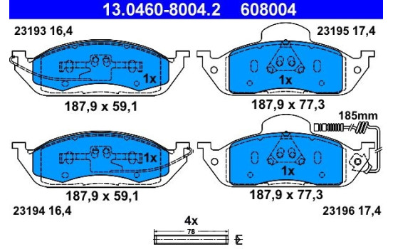 Brake Pad Set, disc brake 13.0460-8004.2 ATE, Image 2