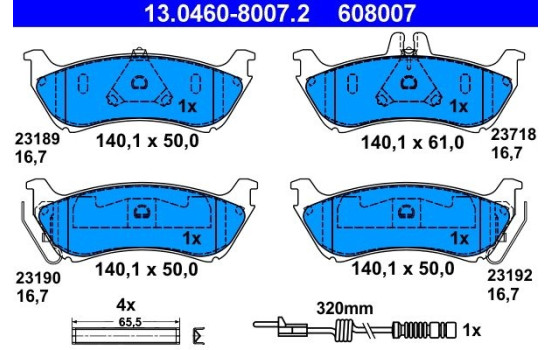 Brake Pad Set, disc brake 13.0460-8007.2 ATE, Image 2
