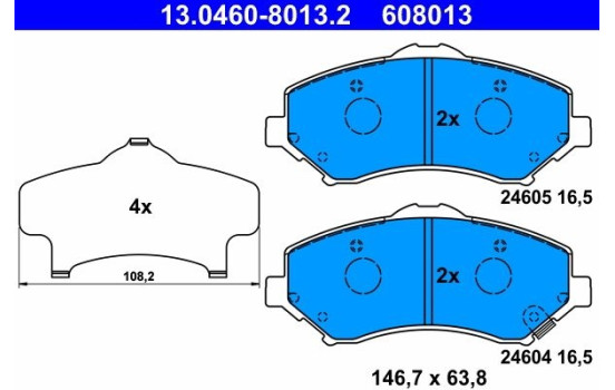 Brake Pad Set, disc brake 13.0460-8013.2 ATE, Image 2