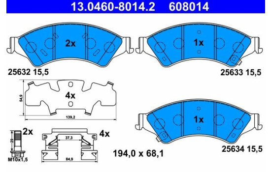 Brake Pad Set, disc brake 13.0460-8014.2 ATE, Image 2