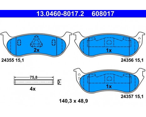 Brake Pad Set, disc brake 13.0460-8017.2 ATE