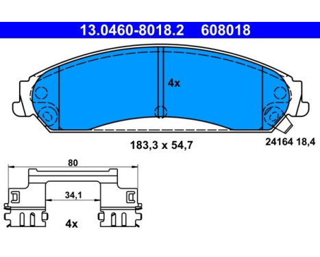 Brake pad set, disc brake 13.0460-8018.2 ATE