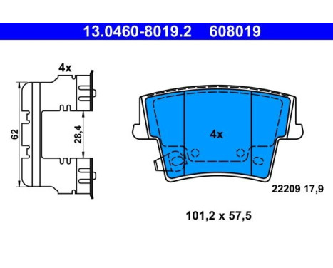 Brake pad set, disc brake 13.0460-8019.2 ATE