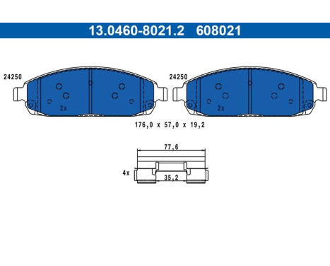 Brake pad set, disc brake 13.0460-8021.2 ATE