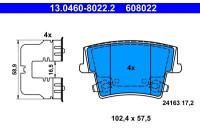 Brake pad set, disc brake 13.0460-8022.2 ATE