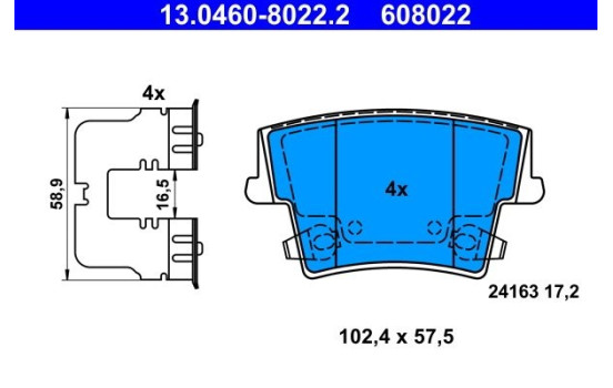 Brake pad set, disc brake 13.0460-8022.2 ATE