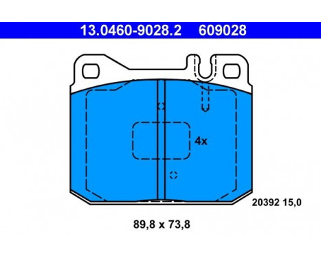 Brake Pad Set, disc brake 13.0460-9028.2 ATE, Image 2